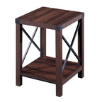 Ledel Rustic Farmhouse End Table Accent Side Table with Storage Shelf