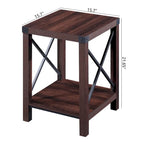 Ledel Rustic Farmhouse End Table Accent Side Table with Storage Shelf