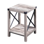 Ledel Rustic Farmhouse End Table Accent Side Table with Storage Shelf