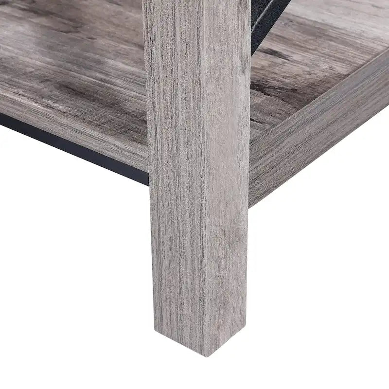 Ledel Rustic Farmhouse End Table Accent Side Table with Storage Shelf