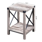 Ledel Rustic Farmhouse End Table Accent Side Table with Storage Shelf