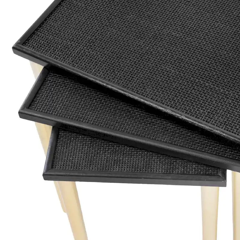 A&B Home Two Tone Nesting Side Tables - Set of 3 - Black/Gold