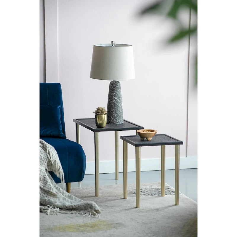 A&B Home Two Tone Nesting Side Tables - Set of 3 - Black/Gold