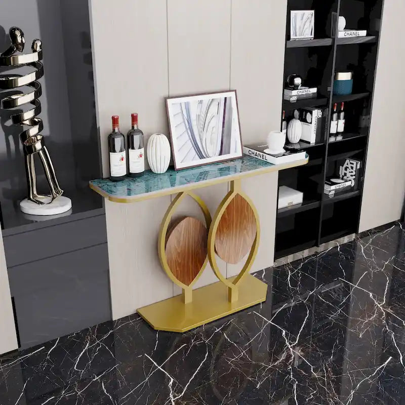 48 Modern Console Marble Table with Gold Base Entryway Living Room - 48x12x31