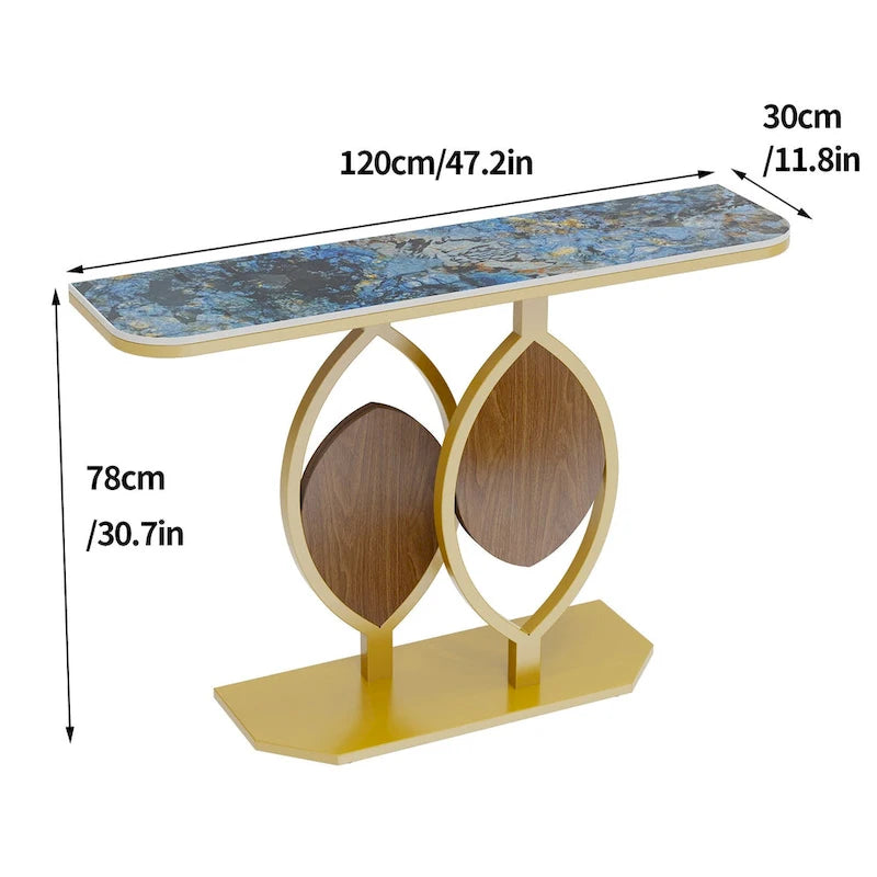 48 Modern Console Marble Table with Gold Base Entryway Living Room - 48x12x31