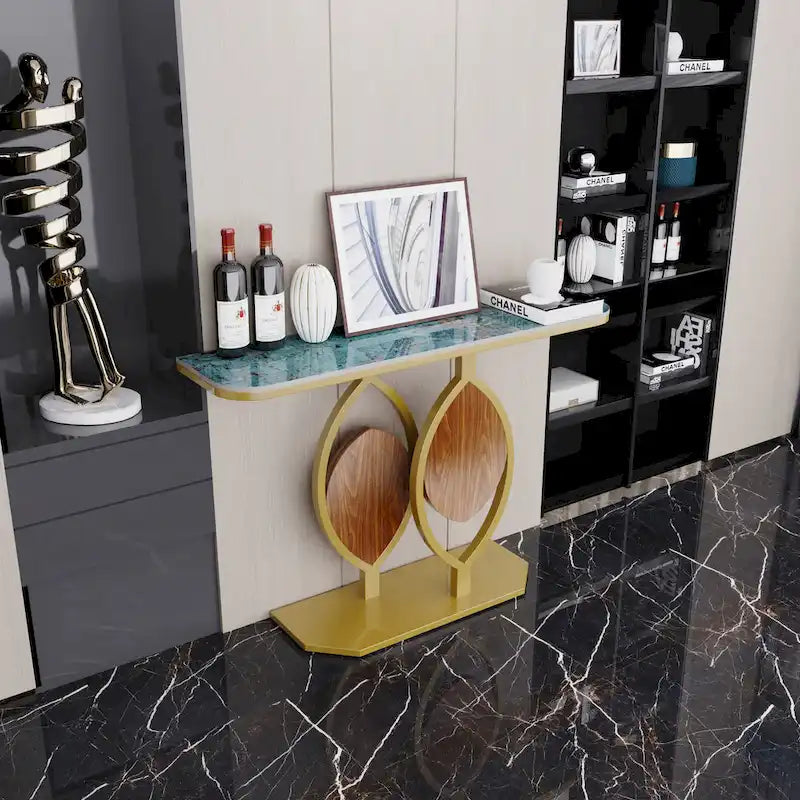 48 Modern Console Marble Table with Gold Base Entryway Living Room - 48x12x31