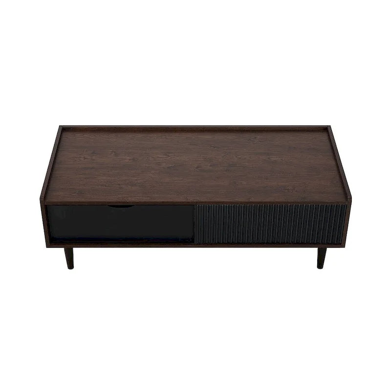 Manhattan Comfort Duane Modern Ribbed Coffee Table with Drawer and Shelf