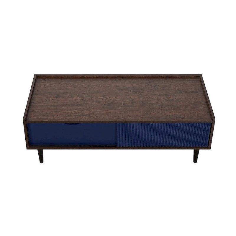Manhattan Comfort Duane Modern Ribbed Coffee Table with Drawer and Shelf