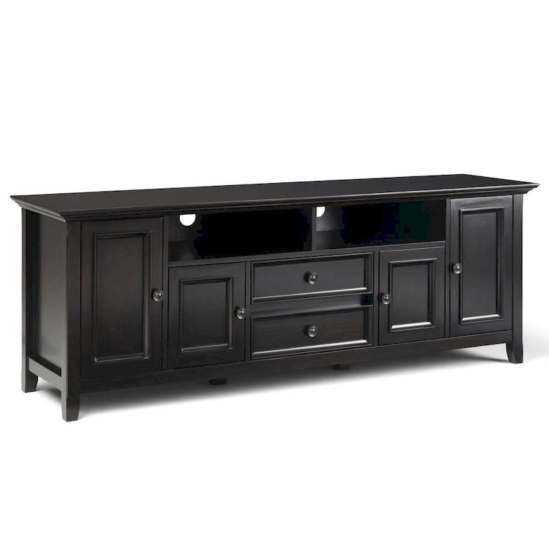 WYNDENHALL Halifax 72 inch Wide Solid Wood Transitional TV Stand - 72 w x 19 d x 26  h