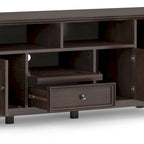 WYNDENHALL Halifax 72 inch Wide Solid Wood Transitional TV Stand - 72 w x 19 d x 26  h