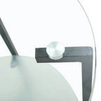 2-layer Round Tempered Glass End Table/Coffee Table with Iron Frame