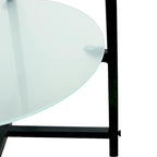 2-layer Round Tempered Glass End Table/Coffee Table with Iron Frame