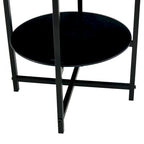 2-layer Round Tempered Glass End Table/Coffee Table with Iron Frame