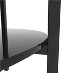 2-layer Round Tempered Glass End Table/Coffee Table with Iron Frame