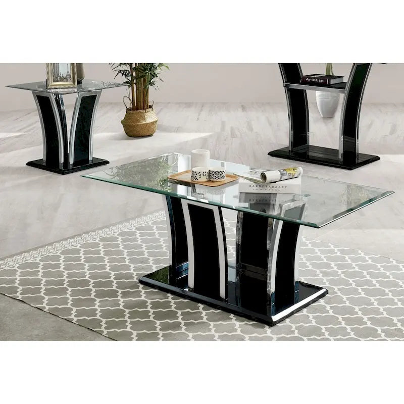 del Rio Modern Glass Top 2-Piece Accent Table Set by Furniture of America