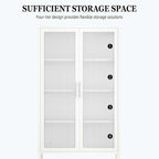Double Glass Door Storage Cabinet with Adjustable Shelves