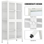 Four Glass Door Storage Cabinet with Adjustable Shelves