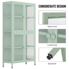 Four Glass Door Storage Cabinet with Adjustable Shelves