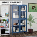 Four Glass Door Storage Cabinet with Adjustable Shelves