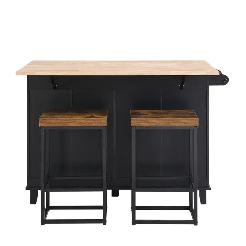 Kitchen Island Set with Drop Leaf and 2 Seatings