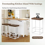 Kitchen Island Set with Drop Leaf and 2 Seatings
