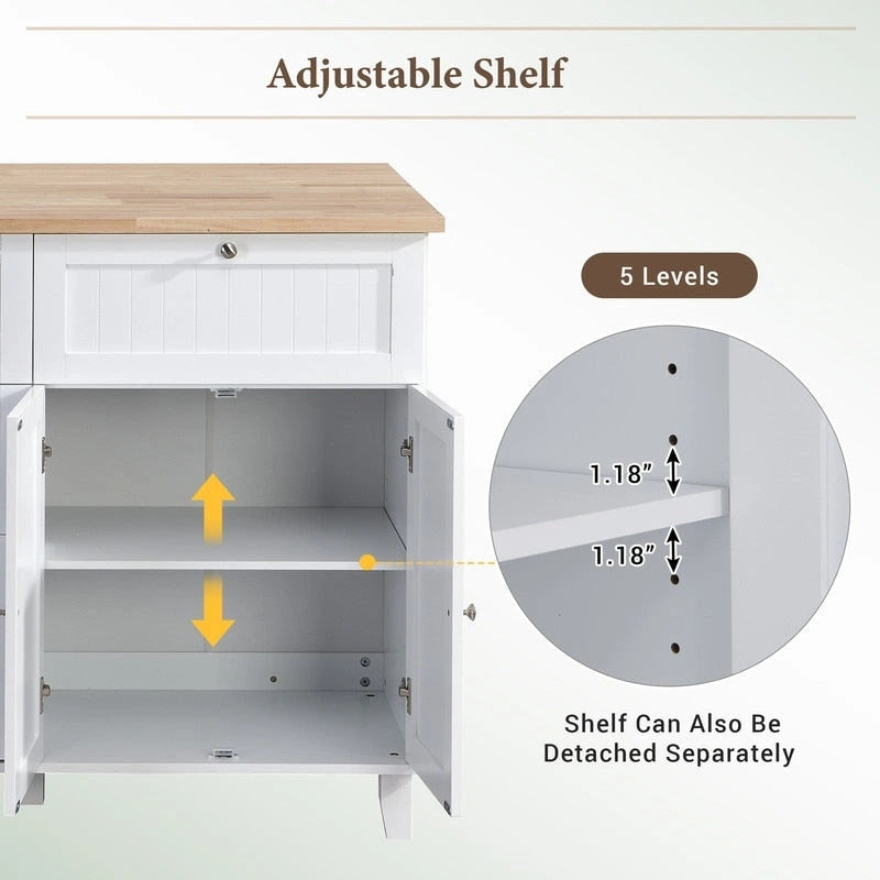 Kitchen Island Set with Drop Leaf and 2 Seatings