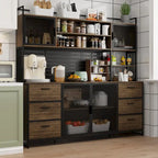 70.9W Kitchen Pantry Storage Cabinet with Cupboard & Microwave Stand