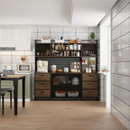 70.9W Kitchen Pantry Storage Cabinet with Cupboard & Microwave Stand
