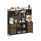 70.9W Kitchen Pantry Storage Cabinet with Cupboard & Microwave Stand