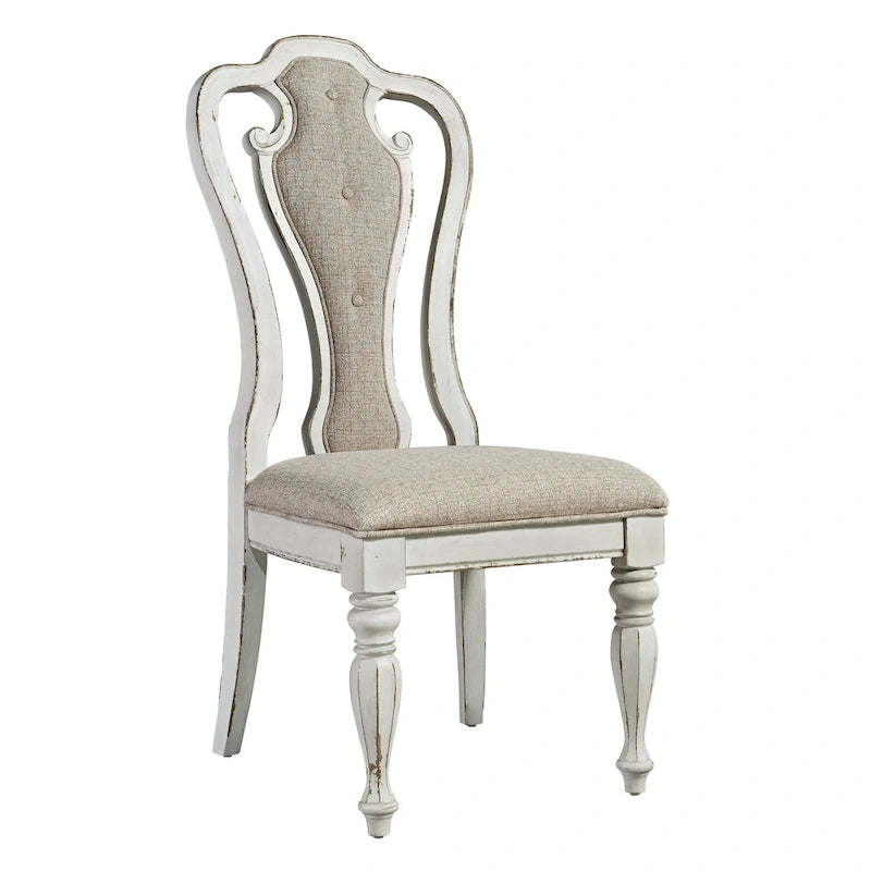 Magnolia Manor Antique White Weathered Bark 7 Piece Leg Table Set
