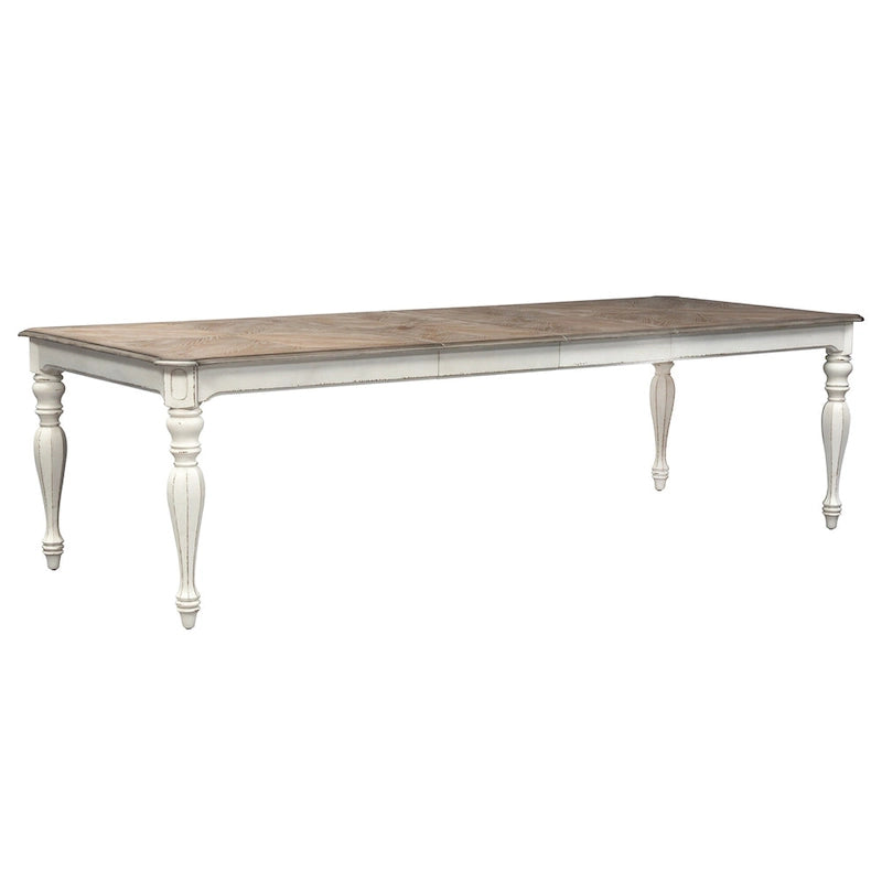 Magnolia Manor Antique White Weathered Bark 7 Piece Leg Table Set