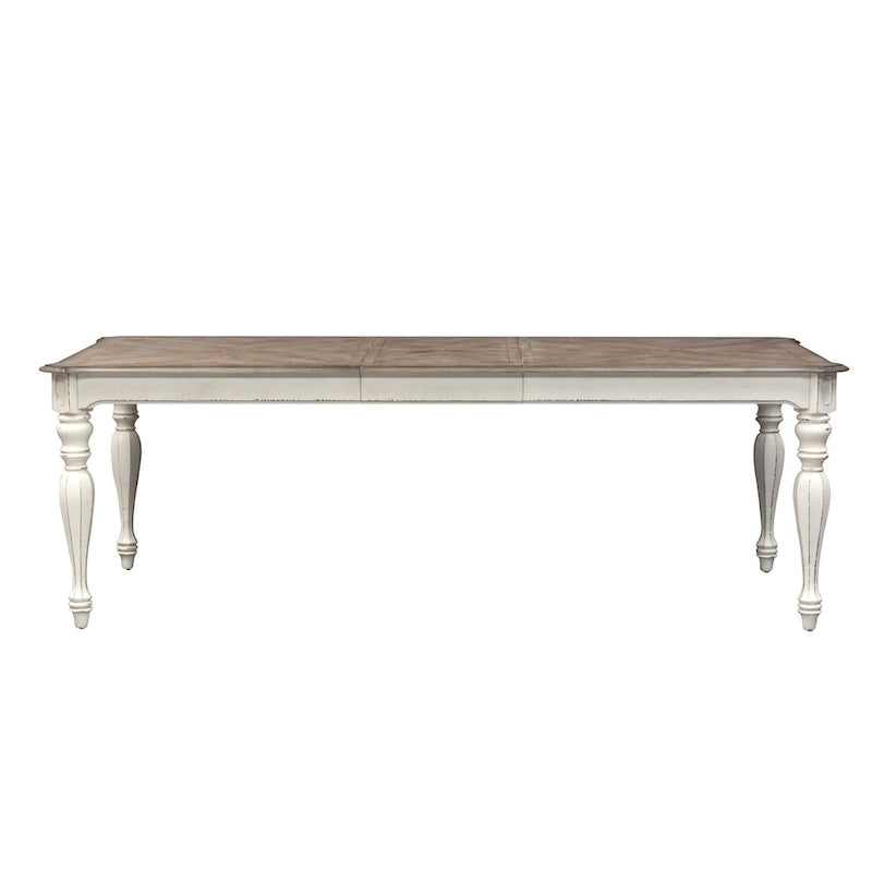 Magnolia Manor Antique White Weathered Bark 7 Piece Leg Table Set