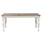 Magnolia Manor Antique White Weathered Bark 7 Piece Leg Table Set