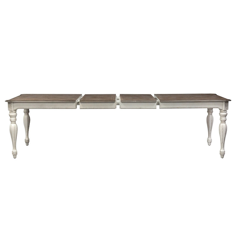 Magnolia Manor Antique White Weathered Bark 7 Piece Leg Table Set