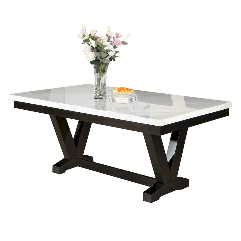 Steve Silver Fenton White Marble Dining Set