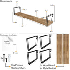 Wallniture Avila 24x4.5  Kitchen Wall Shelves, Natural Burned,Set of 4