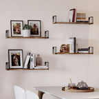 Wallniture Avila 24x4.5  Kitchen Wall Shelves, Natural Burned,Set of 4