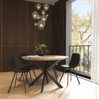 Ravenna 47  Modern Round Wood Dining Table With X-Cross Geometric Metal Base for Dining Room & Kitchen