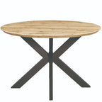 Ravenna 47  Modern Round Wood Dining Table With X-Cross Geometric Metal Base for Dining Room & Kitchen