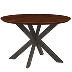 Ravenna 47  Modern Round Wood Dining Table With X-Cross Geometric Metal Base for Dining Room & Kitchen