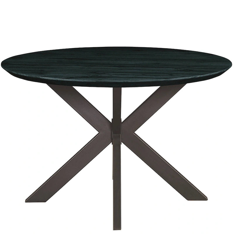 Ravenna 47  Modern Round Wood Dining Table With X-Cross Geometric Metal Base for Dining Room & Kitchen