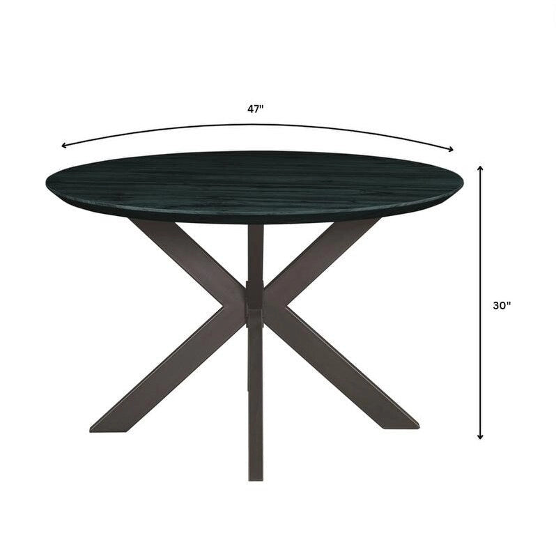 Ravenna 47  Modern Round Wood Dining Table With X-Cross Geometric Metal Base for Dining Room & Kitchen
