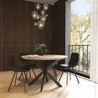 Ravenna 47  Modern Round Wood Dining Table With X-Cross Geometric Metal Base for Dining Room & Kitchen
