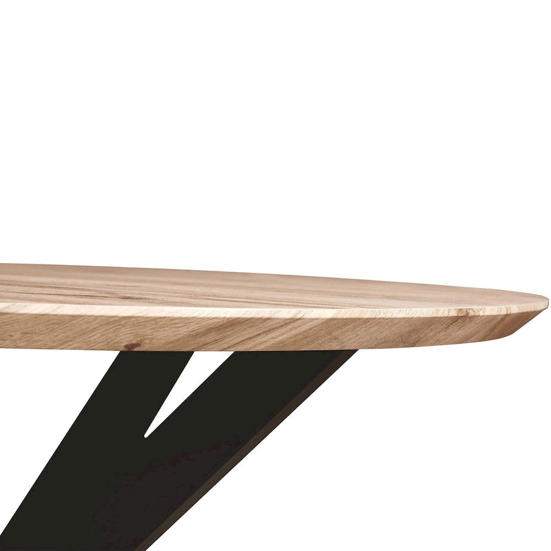 Ravenna 47  Modern Round Wood Dining Table With X-Cross Geometric Metal Base for Dining Room & Kitchen