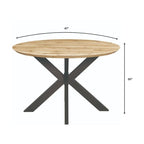 Ravenna 47  Modern Round Wood Dining Table With X-Cross Geometric Metal Base for Dining Room & Kitchen