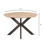 Ravenna 47  Modern Round Wood Dining Table With X-Cross Geometric Metal Base for Dining Room & Kitchen