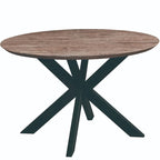 Ravenna 47  Modern Round Wood Dining Table With X-Cross Geometric Metal Base for Dining Room & Kitchen