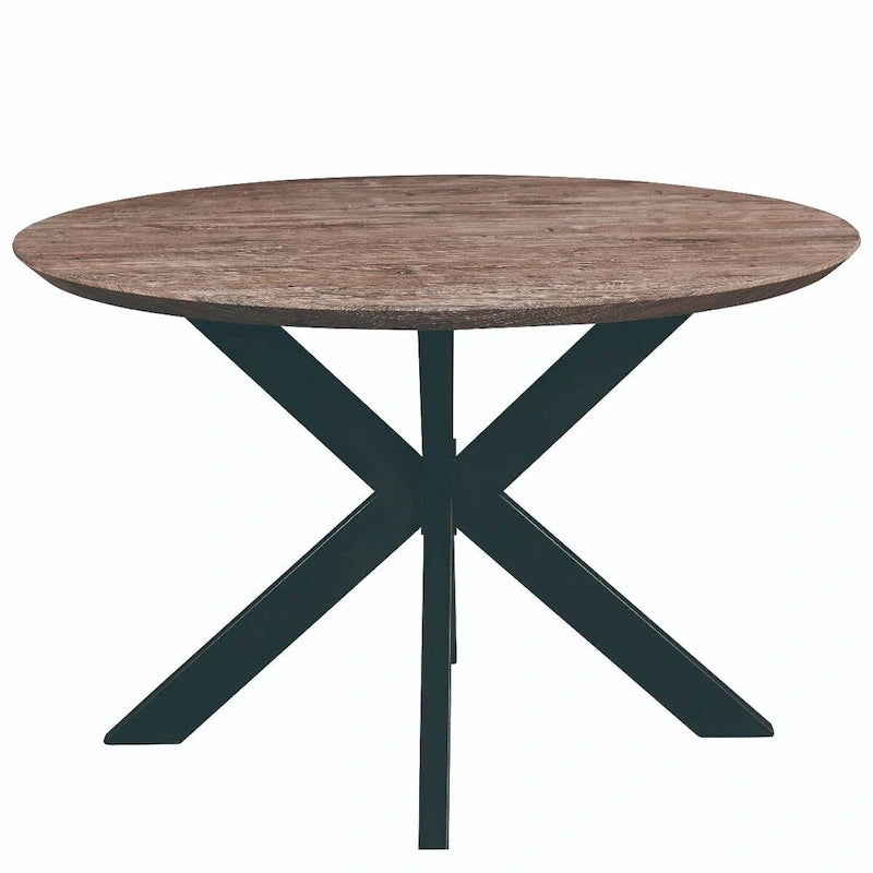 Ravenna 47  Modern Round Wood Dining Table With X-Cross Geometric Metal Base for Dining Room & Kitchen
