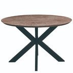 Ravenna 47  Modern Round Wood Dining Table With X-Cross Geometric Metal Base for Dining Room & Kitchen