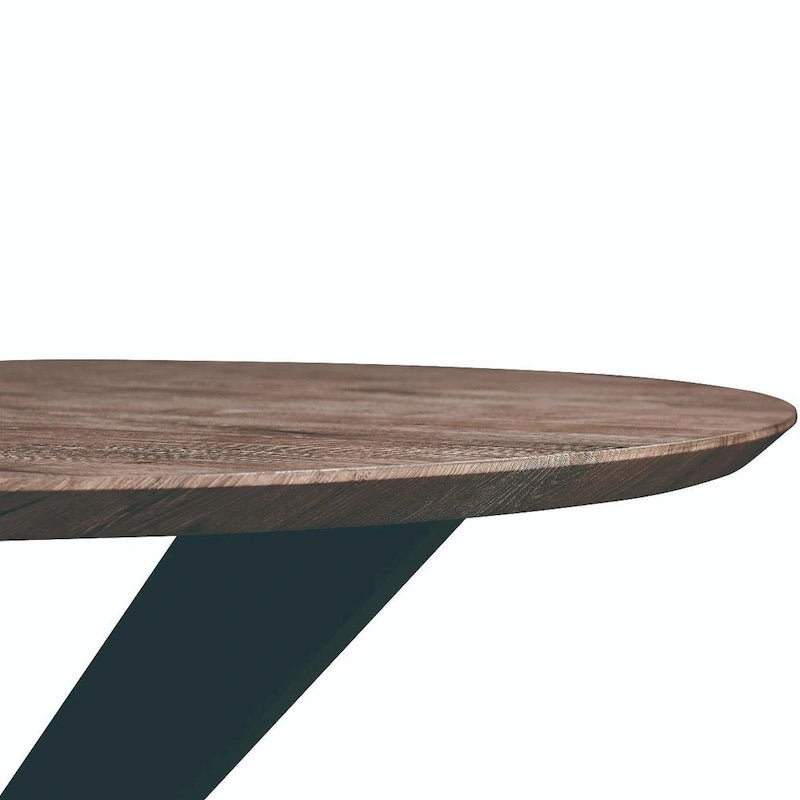 Ravenna 47  Modern Round Wood Dining Table With X-Cross Geometric Metal Base for Dining Room & Kitchen
